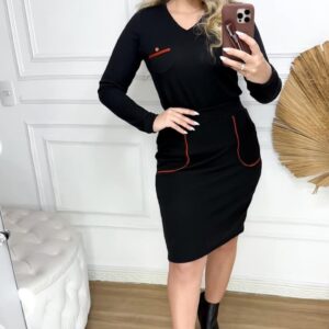 Conjunto Feminino em Lãzinha com Detalhe Contrastante – Deise Modas