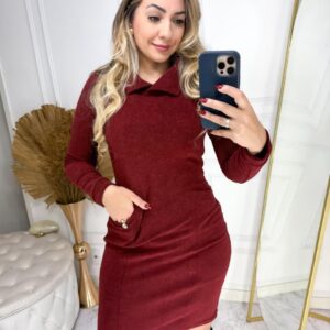Vestido Feminino de Inverno em Lãzinha com Gola Charmosa – Deise Modas