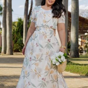 Vestido Inês Longo Floral – Elegância e Conforto para Momentos Especiais ✨