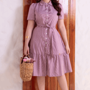 Vestido Leka Midi Listrado – Charme Clássico e Conforto Atemporal ✨